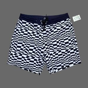 Rusty USA Warpped Check Fixed Boardshort Navy Size 32 NWT